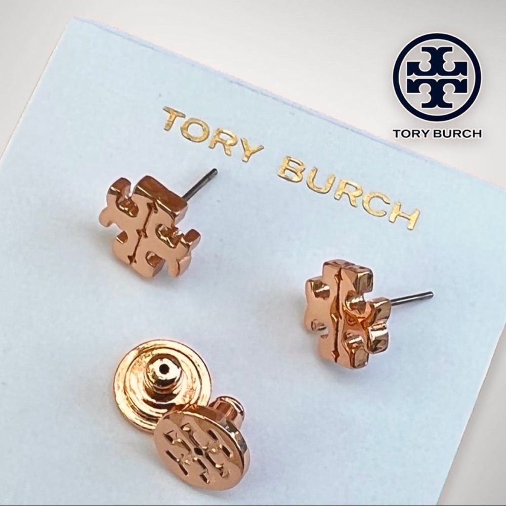 New Tory Burch 18k Rose Gold Plated Kira Stud Earrings in Rose Gold $78 - Picture 6 of 13